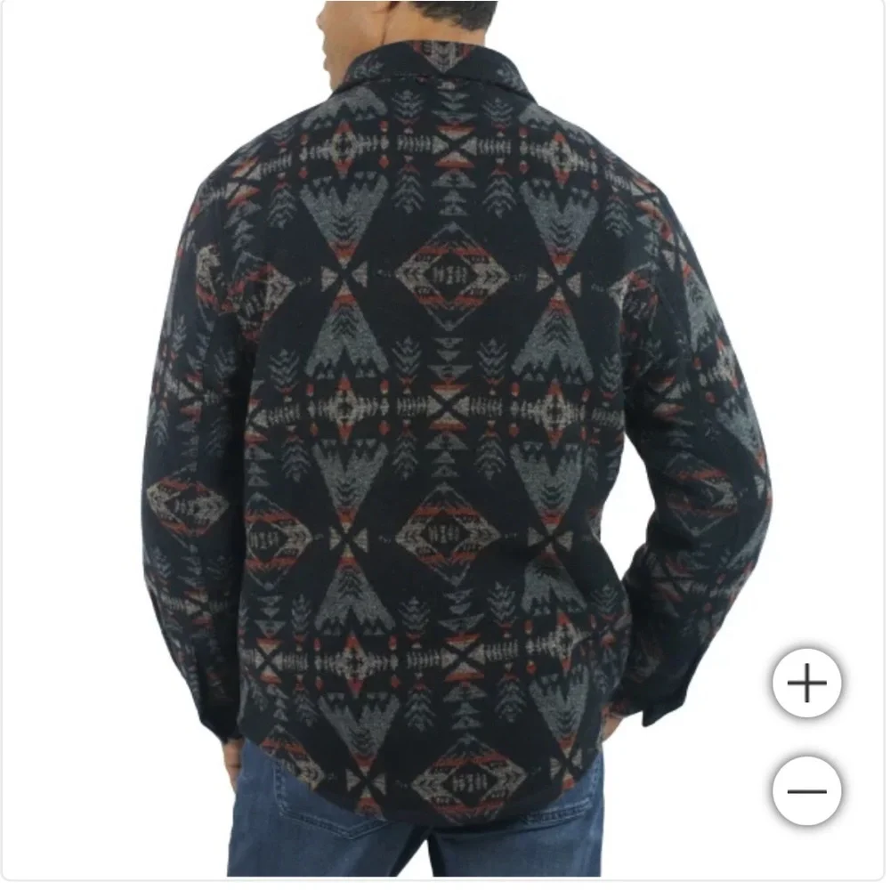 Jachs Men’s Multi Aztec Sherpa Lined Wool Blend  Winter Jacket Shacket New - Picture 5 of 15